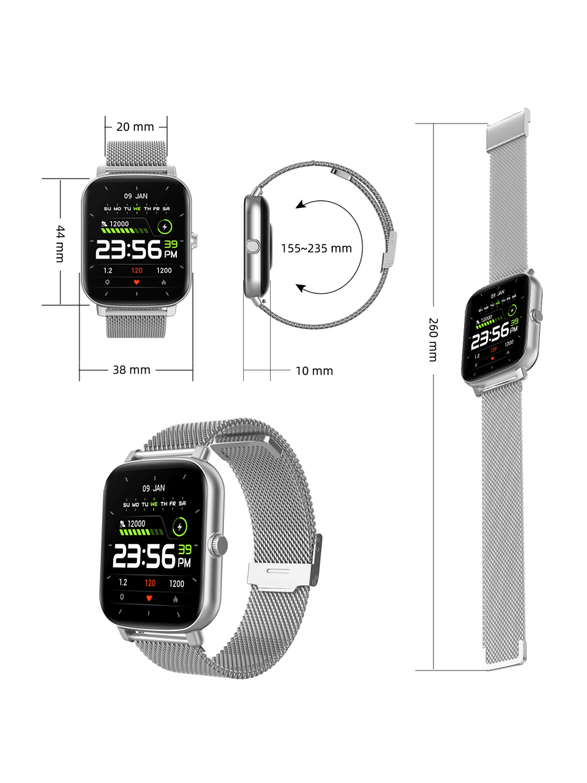 Huawise Smart Watch(Call Receive/Dial), Full Touch Screen SmartWatch for Android and IOS Phones Compatible Fitness tracker with Heart Rate,Sleep,Blood Oxygen,Step Counter for Men Women