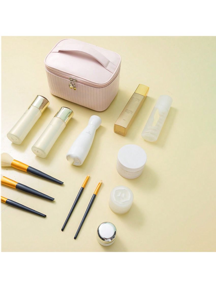 1pc Multifunctional Cake Style Portable Cosmetic Bag With Large Capacity For Travel Toiletries And Makeup