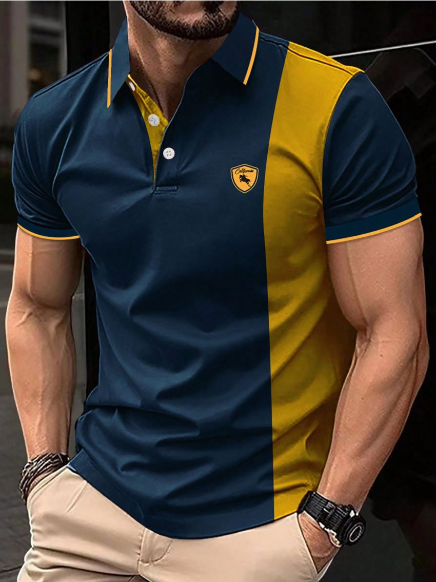 Manfinity Homme Men's Color-Block Polo Shirt