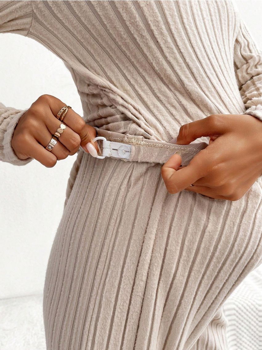 SHEIN Maternity Solid Color Ribbed Knit Two Piece Set