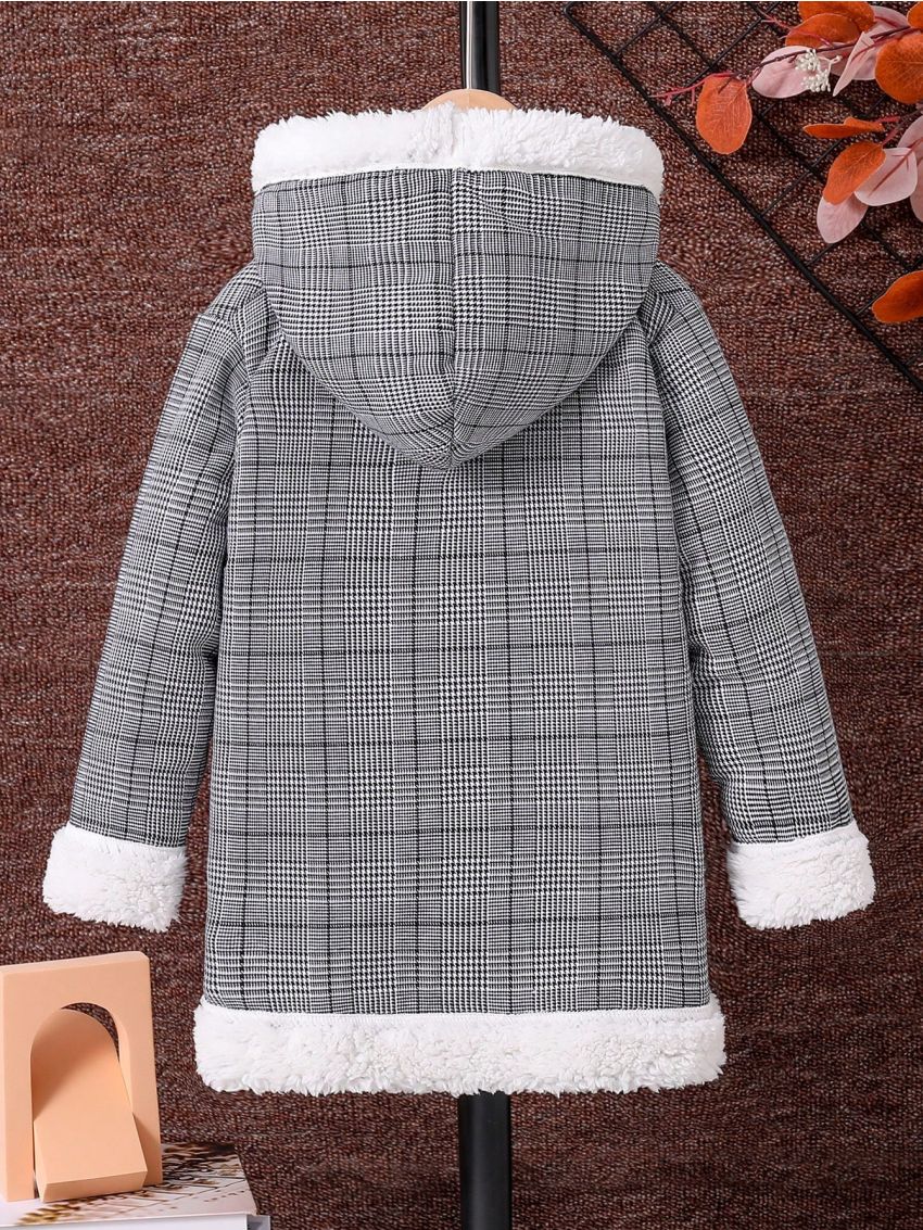 Boys' Casual Thickened Houndstooth Fleece Lined Jacket