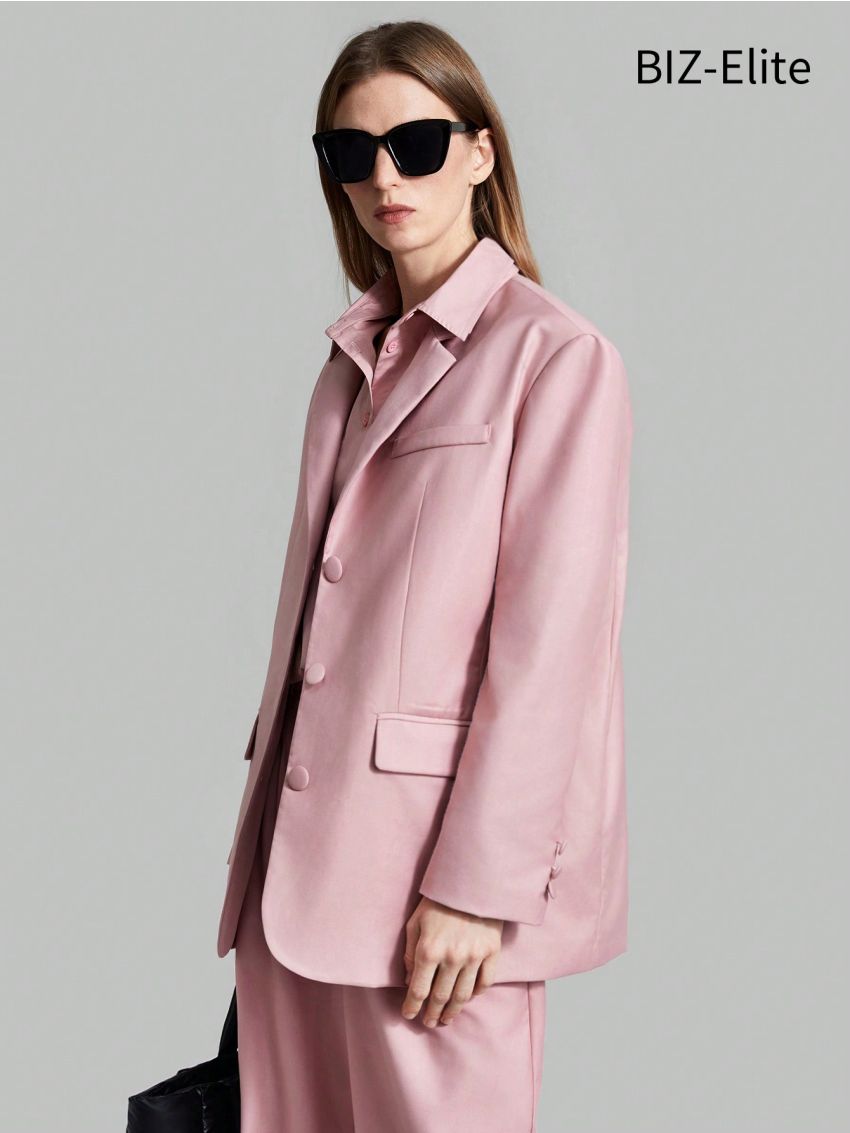 SHEIN BIZwear 1pc Single-Breasted Blazer With Flap Detail