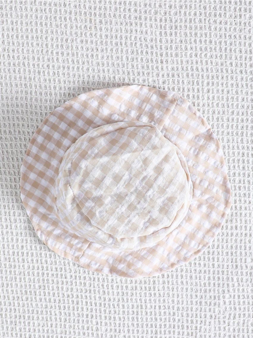 Baby Boy Butterfly Bowtie Gingham Short Sleeve Shirt, Shorts And Hat Outfit Set