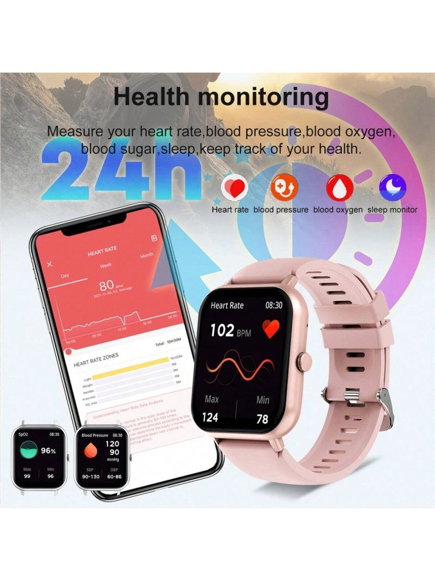 1pc Unisex Stainless Steel Strap Square Touch Screen Smart Watch With Blood Oxygen & Blood Pressure Monitoring, Call Function, Multiple Dials Setting, Daily Waterproof