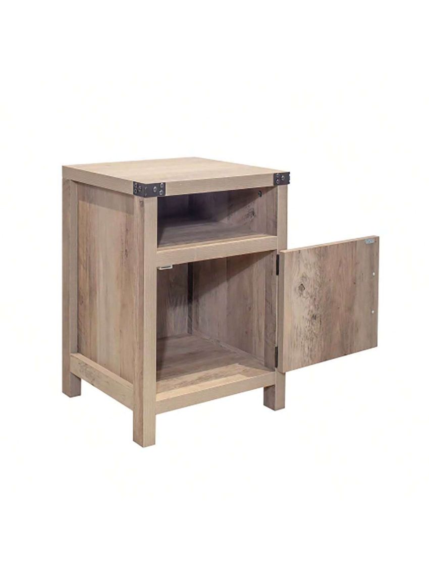 Farmhouse Nightstand,End Table with Barn Door and Shelf, Rustic Oak Nightstand, Modern Bed Side Table for Bedroom,Living Room(Rustic Oak,22.05