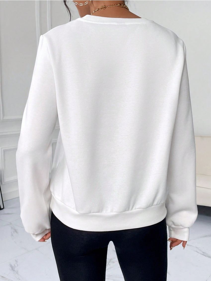 SHEIN Essnce Heart & Letter Graphic Sweatshirt