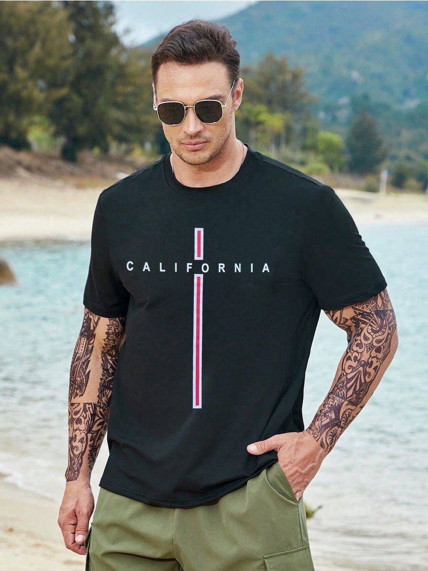 Manfinity Men's Plus Size Letter Print T-shirt