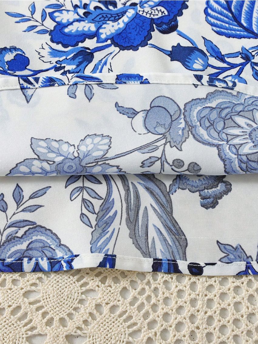 Teen Girl Summer Vintage Hollow Out Shoulder & Ruffle Trim Detail Blouse