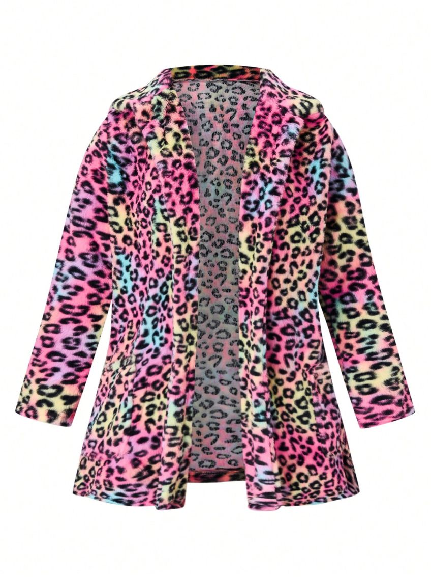 Women's Plus Size Leopard Print Open Front Jacket