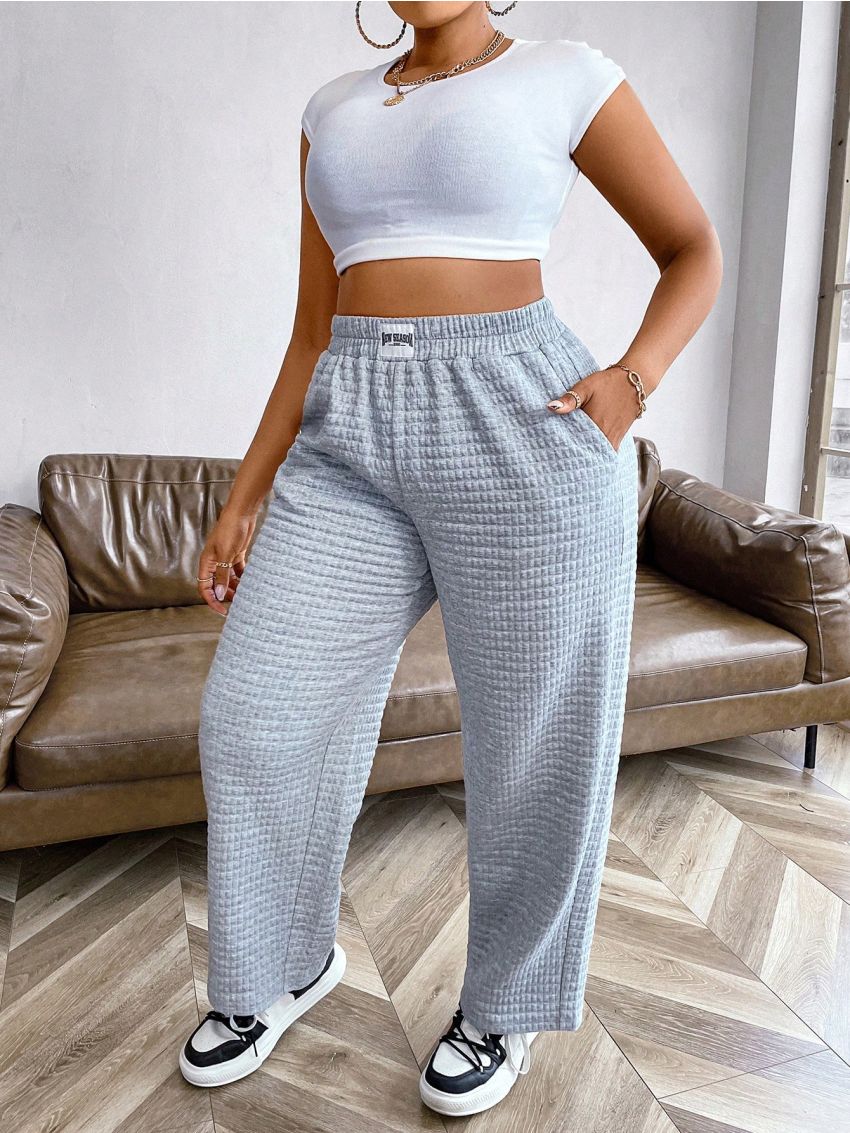 Plus Size Women'S Letter Patch Sweatpants