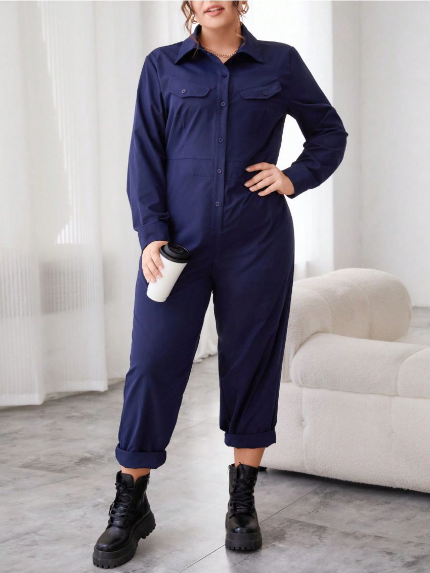 SHEIN Essnce Women's Plus Size Shirt Jumpsuit