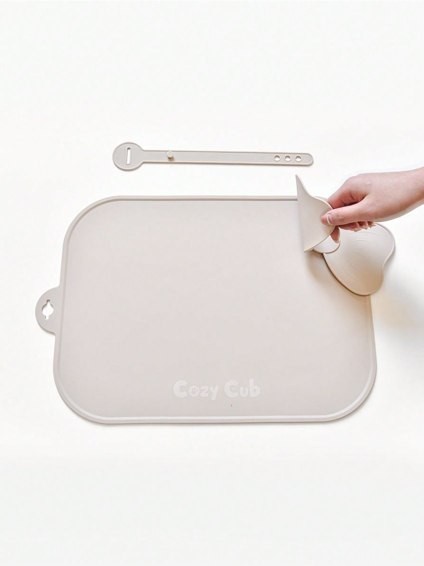 Cozy Cub Baby Cartoon Silicone Placemat, Waterproof, Oil-proof, Foldable With Heat Insulation And Strap