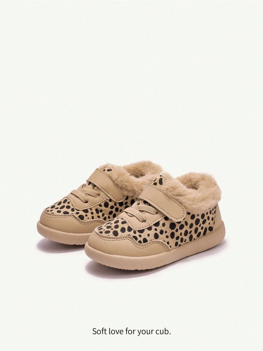 Cozy Cub Girls' Leopard Print Fashionable Trendy Design Comfortable Plush Warm Casual Sports Shoes