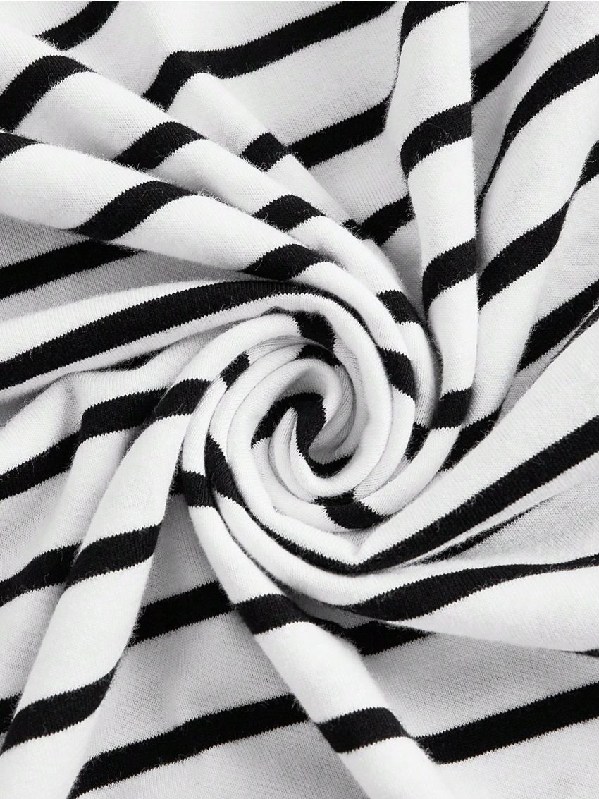 SHEIN Maternity Striped Long Sleeve Round Neck T-Shirt