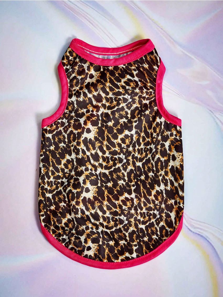 PETSIN 1pc Leopard Print & Color-Block Rose Red Pet Vest (For Cats And Dogs)