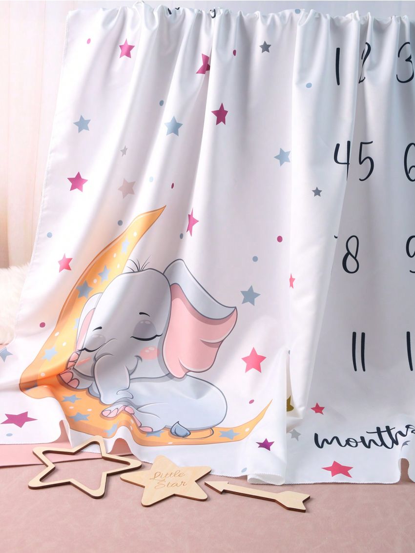 Cartoon Elephant Print Blanket Newborn Photography Prop Set