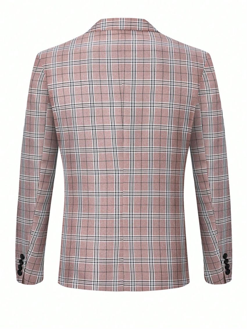 Men's Plaid Notched Lapel Suit Jacket