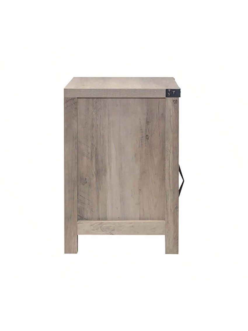 Farmhouse Nightstand,End Table with Barn Door and Shelf, Rustic Oak Nightstand, Modern Bed Side Table for Bedroom,Living Room(Rustic Oak,22.05