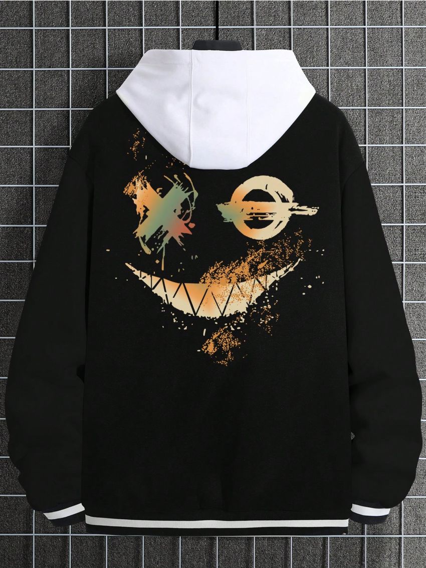 Manfinity EMRG Men's Cartoon Printed Striped Trim Jacket