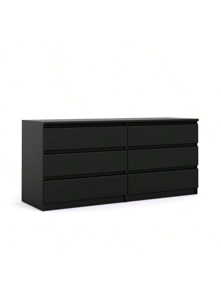 6 Drawer Double Dresser, Black