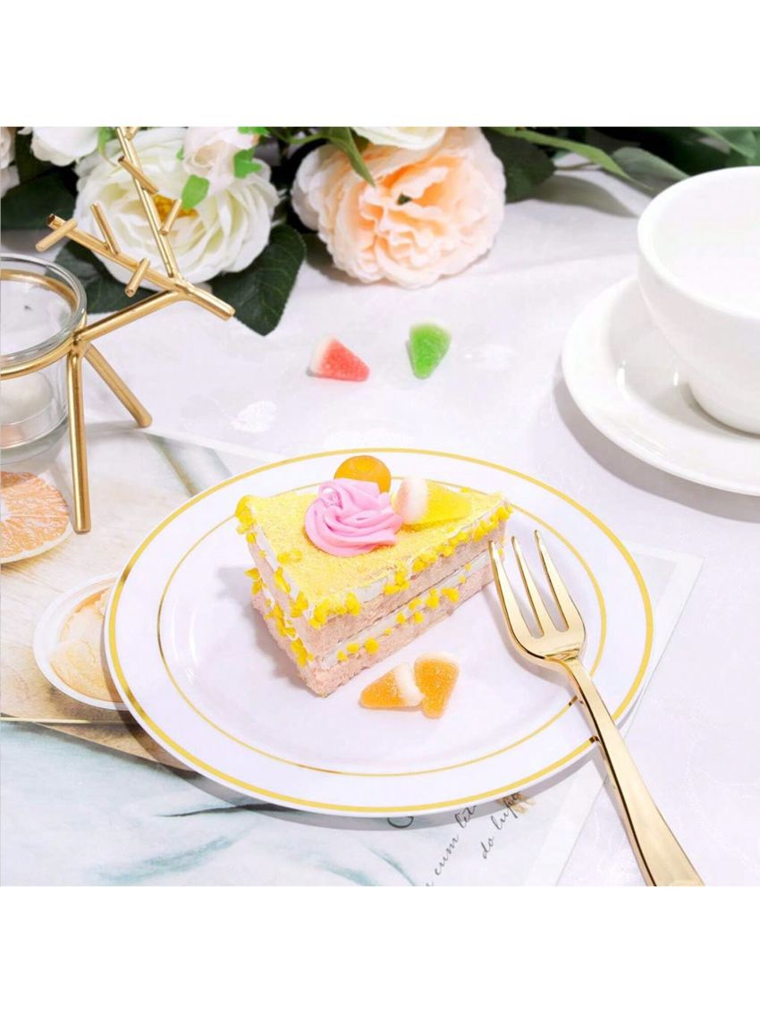 10pcs 19cm Gold Trim Plate