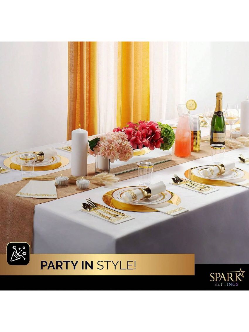 10pcs 19cm Gold Trim Plate