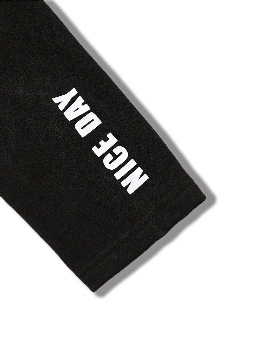 Men'S Letter Printed Long Sleeve Thermal Underwear Set