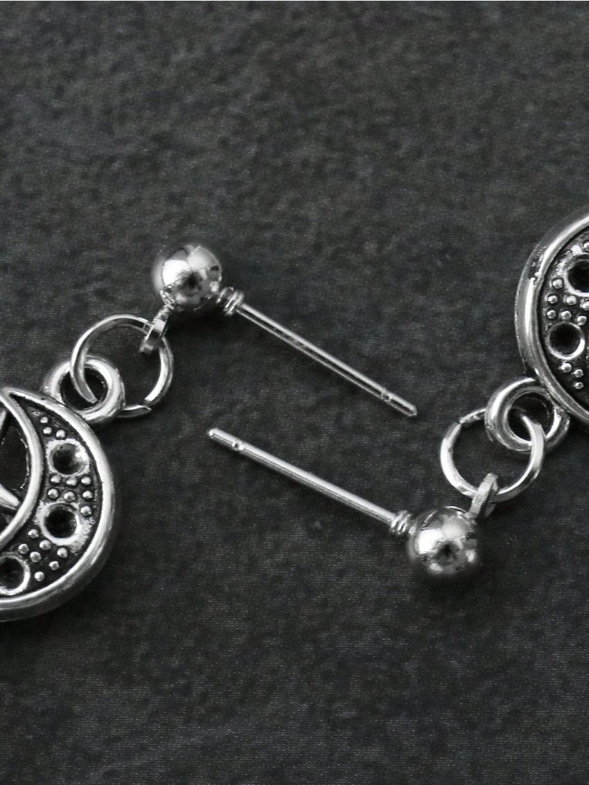 Goth 1 pair European And American Gothic Style Black Dripping Oil Rhinestone Star Pendant Earrings