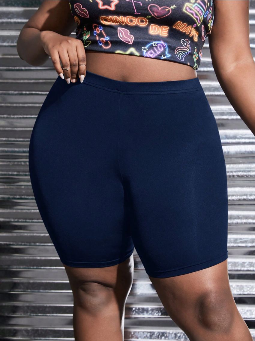 SHEIN CURVE+ Plus Size Women's Stretchy Shorts