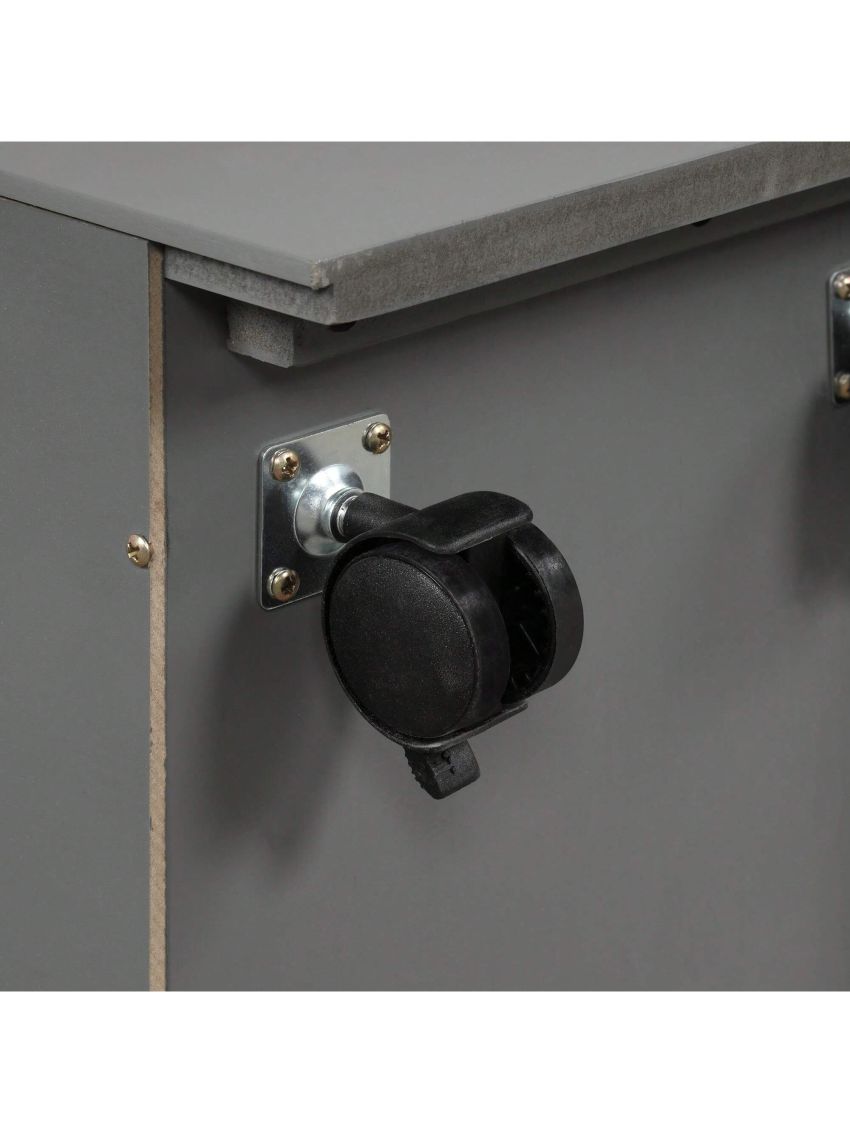 MISSUNNY Twin over Full Loft Bed with Cabinet, Gray