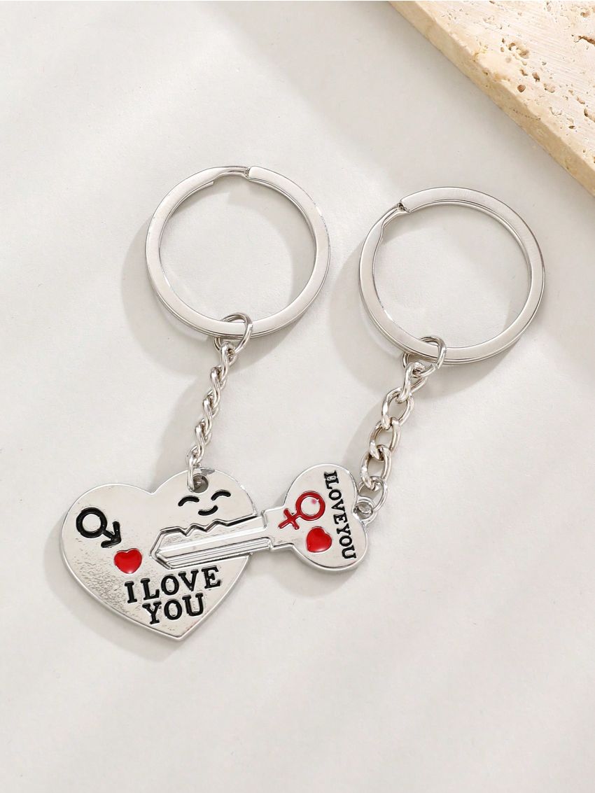 2pcs/set Punk Style Y2k Sexy Heart & Star Guitar Pendant Keychain, Unisex Couple Backpack Decoration For Music Festivals