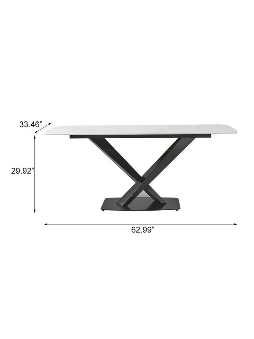 Montary Marble Dining Table with 6 Pcs Chairs, 63
