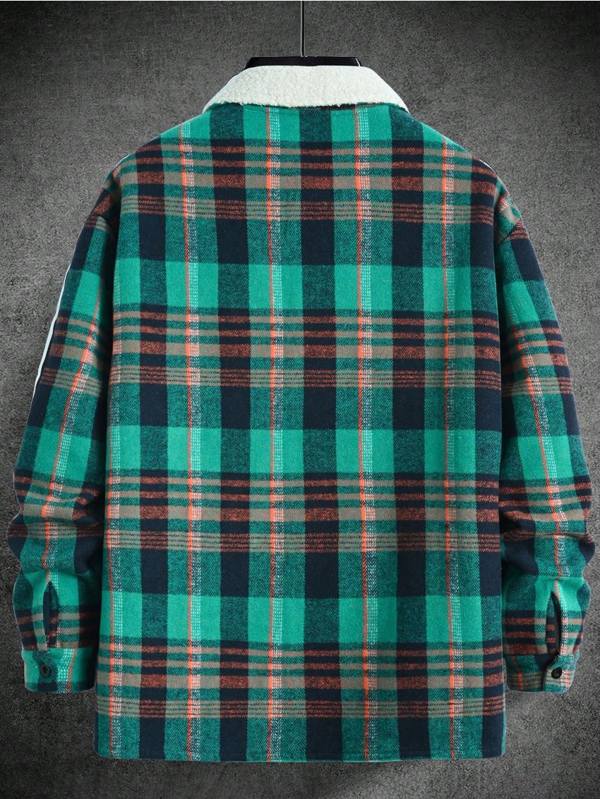 Manfinity Homme Men's Long Sleeve Woolen Plaid Jacket