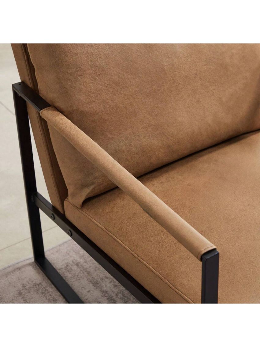 Upgrade Leather Accent Chairs Set of 2 for Living Room Chairs with Extra Thick Padded Backrest and Seat Cushion Non-Slip Adsorption Feet, Metal Frame Bedroom Chairs for Home/Office/Hotel