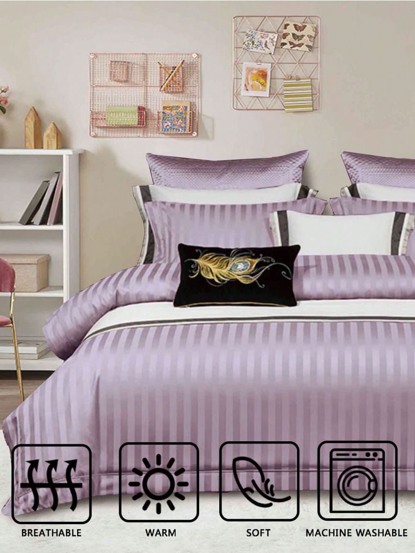 3pcs Stripe Print Bedding Set, 1 Duvet Cover & 2 Pillowcases (core Not Included), Soft And Skin-friendly Polyester Fiber Bed Cover Set For Daily Use