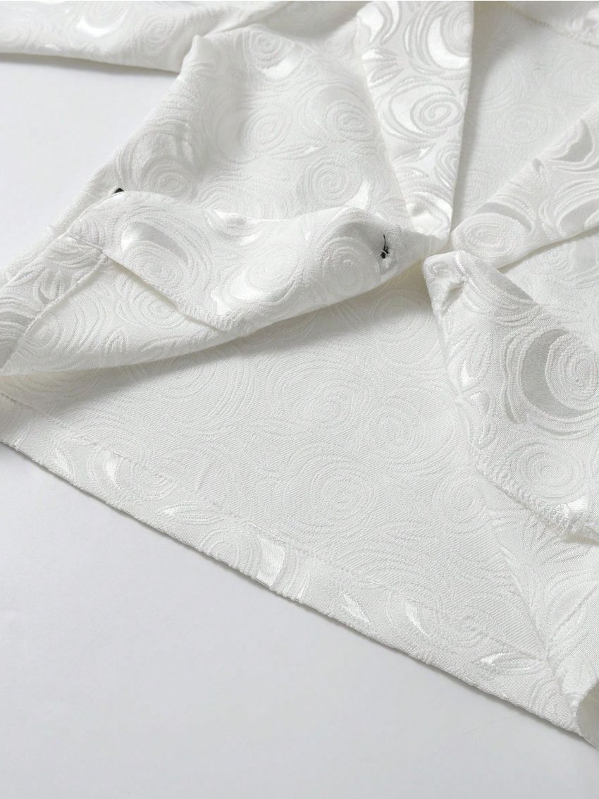 Toddler Boys' White Jacquard Suit 2pcs/Set Formal Dress Suit For Holiday And Festive Occasions