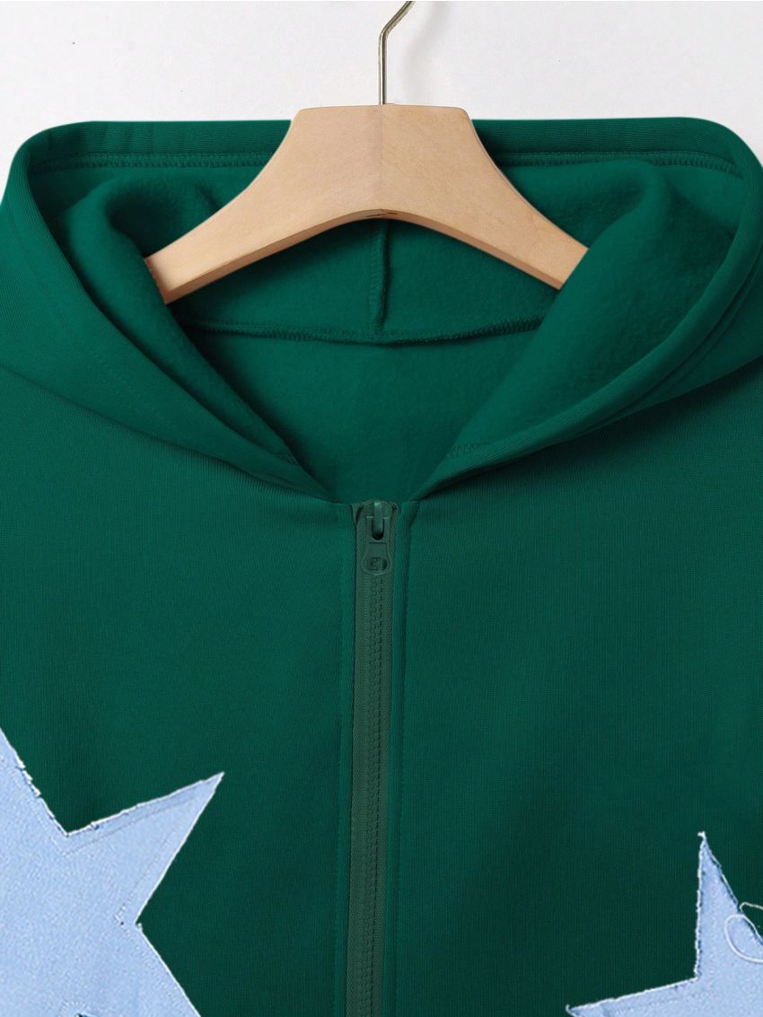 Manfinity Hypemode Men's Zip-up Hoodie With Star Pattern