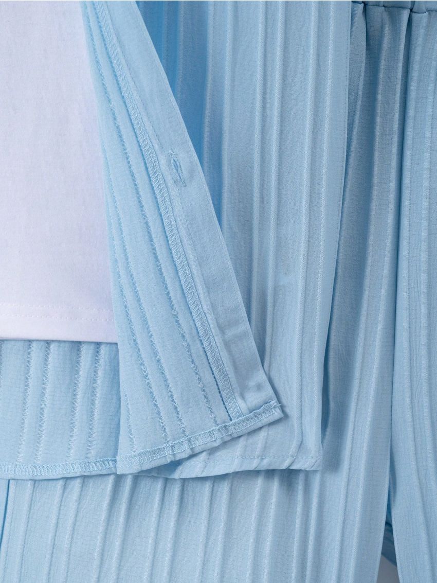 Button Front Texture Fabric Shirt & Short