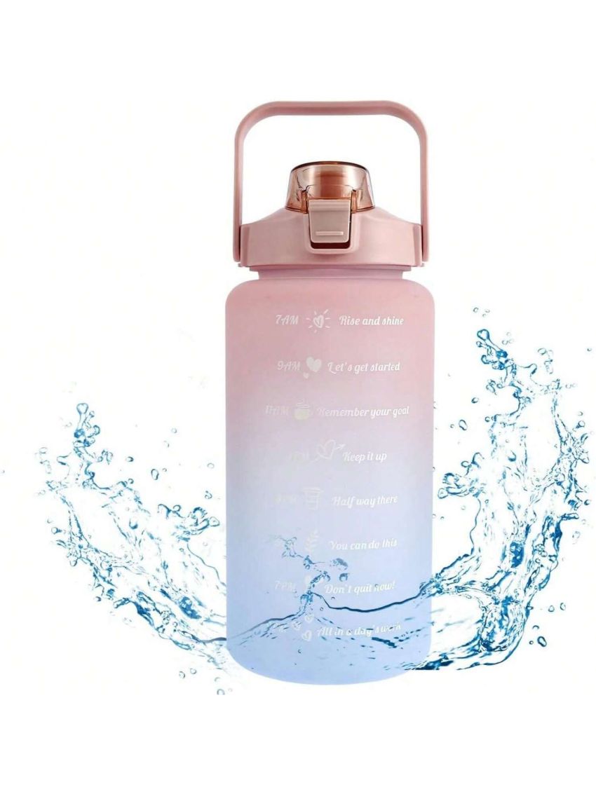 1pc Large Capacity Color-shifting Plastic Water Bottle/drinking Mug With Pink Cap, Frosted Surface & Popular Bubble Tumbler Shape