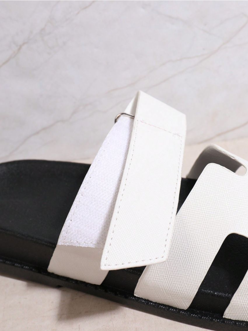 Women's White/Black All-Match Flat Sandals
