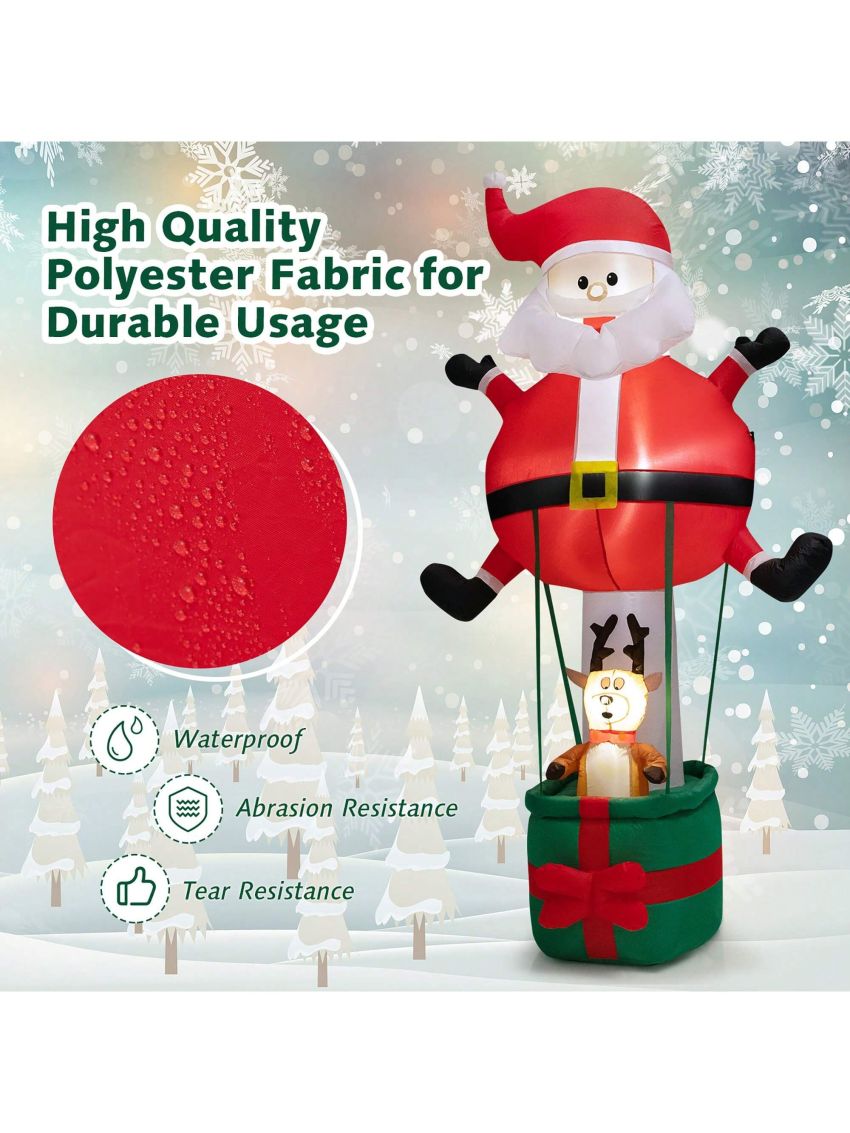 Gymax 8FT Inflatable Santa Claus & Reindeer Christmas Decoration w/ LED Lights