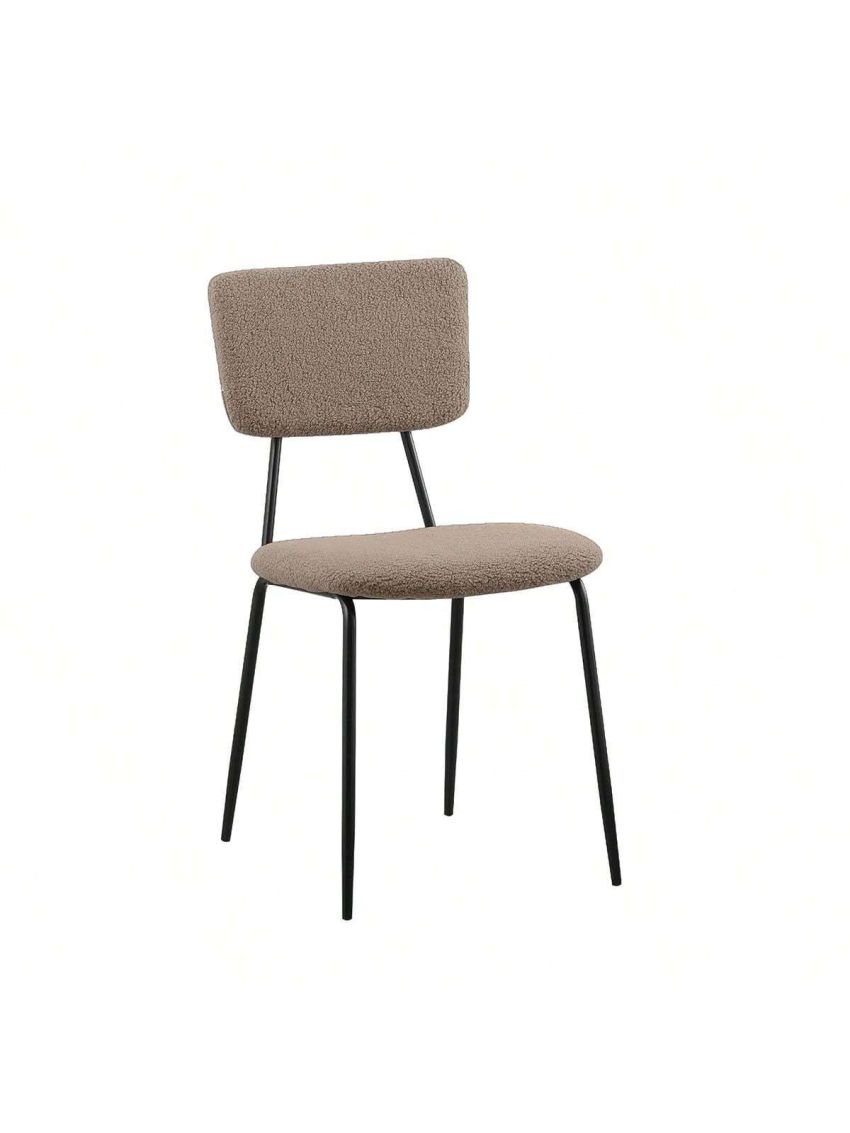 Dining Room Chairs Set of 2, Modern Comfortable Feature Chairs with Faux Plush Upholstered Back and Chrome Legs, Kitchen Side Chairs for Indoor Use Home, Apartment