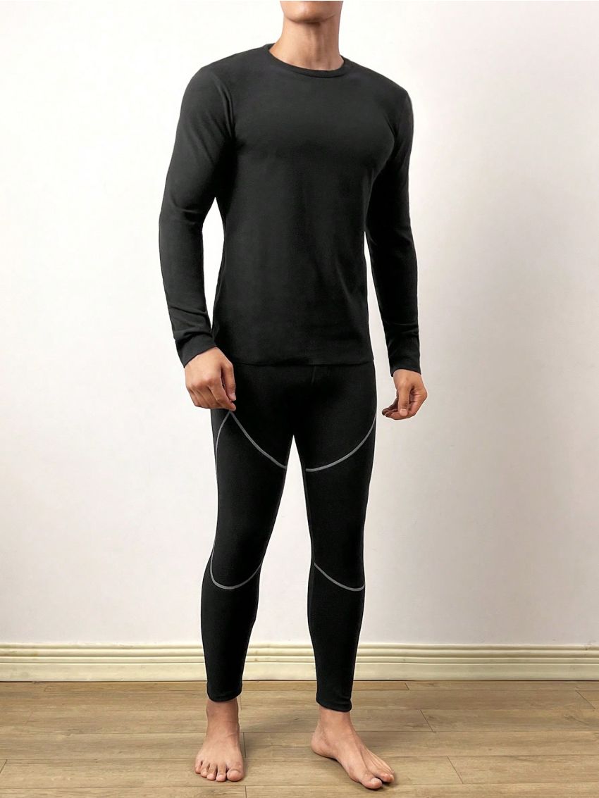 Men Top-stitching Thermal Underwear Pants