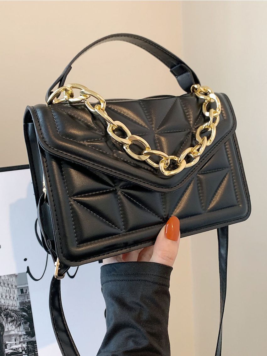 Quilted Chain Decor Flap Square Bag