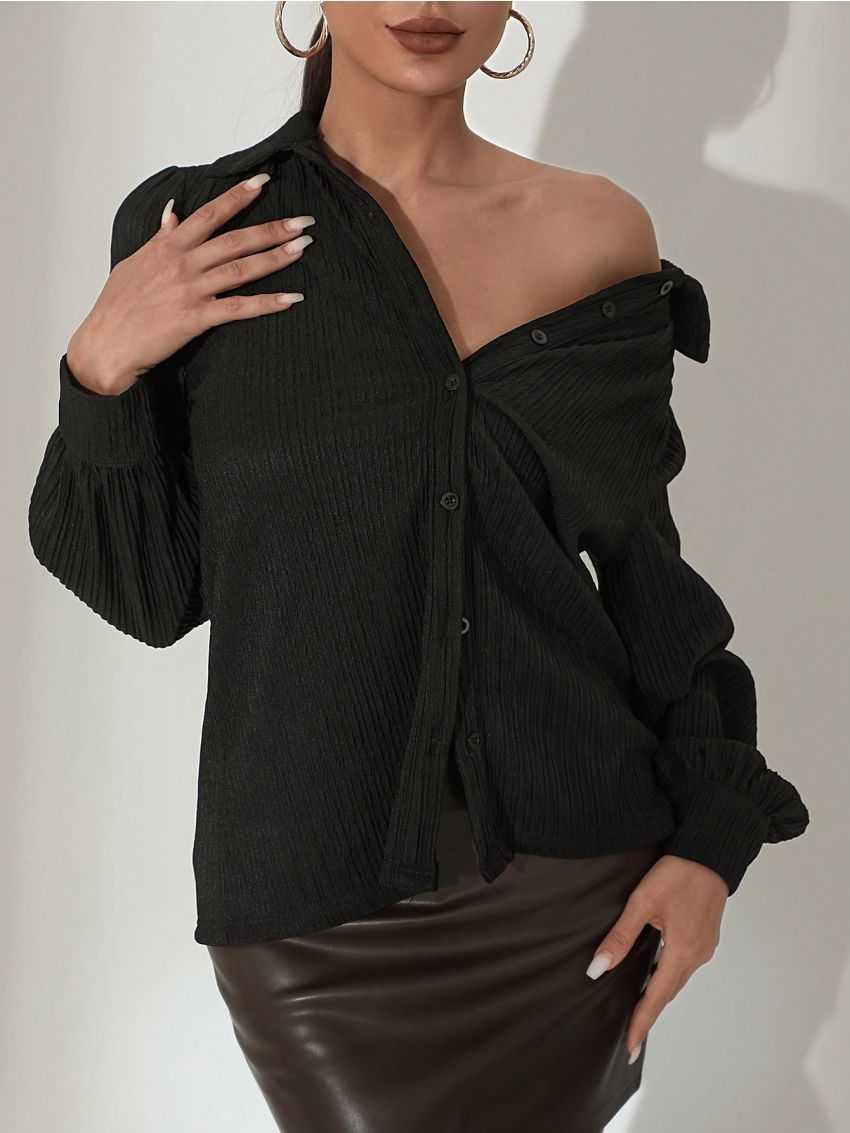 SHEIN BAE Solid Button Front Shirt