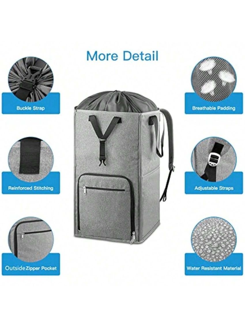 Laundry Backpack Bag, Extra Large 2 in 1 Laundry Hamper Basket for College Students Dorm Essentials, Adjustable Shoulder Straps, Freestanding Laundry Bag for Apartment, Laundromat, Travel