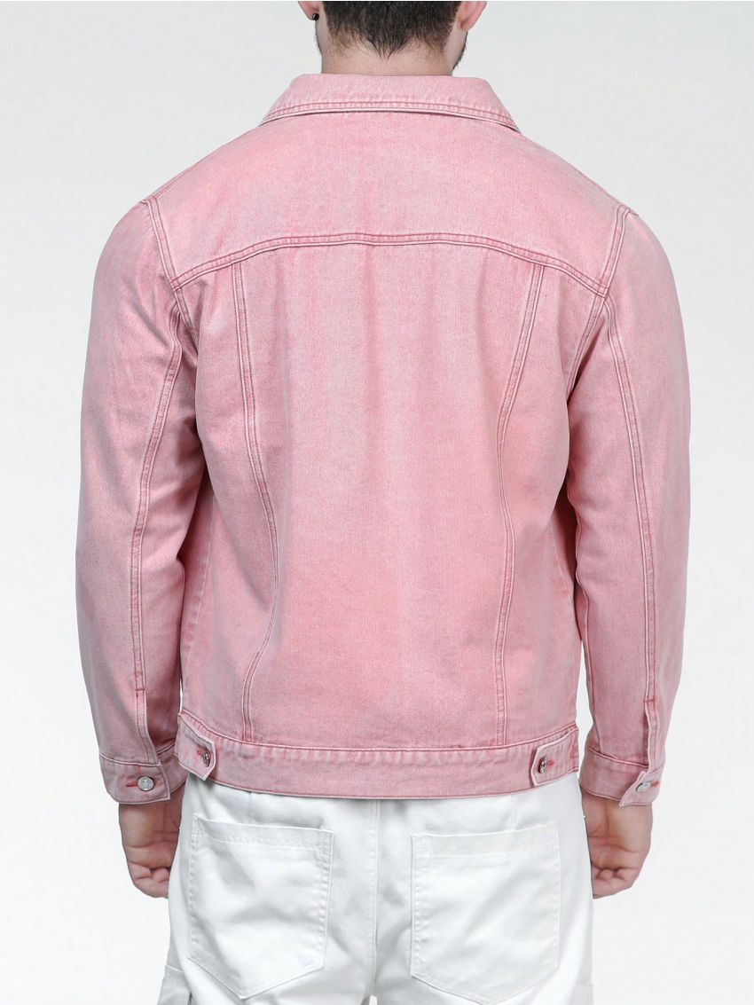 Men Plus Flap Pocket Denim Jacket