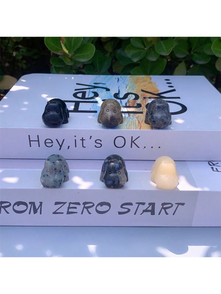 1pc Random Color Natural Crystal Hippopotamus Carving Ornament; Made Of Natural Stone, May Have Irregular Cracks And Small Gaps