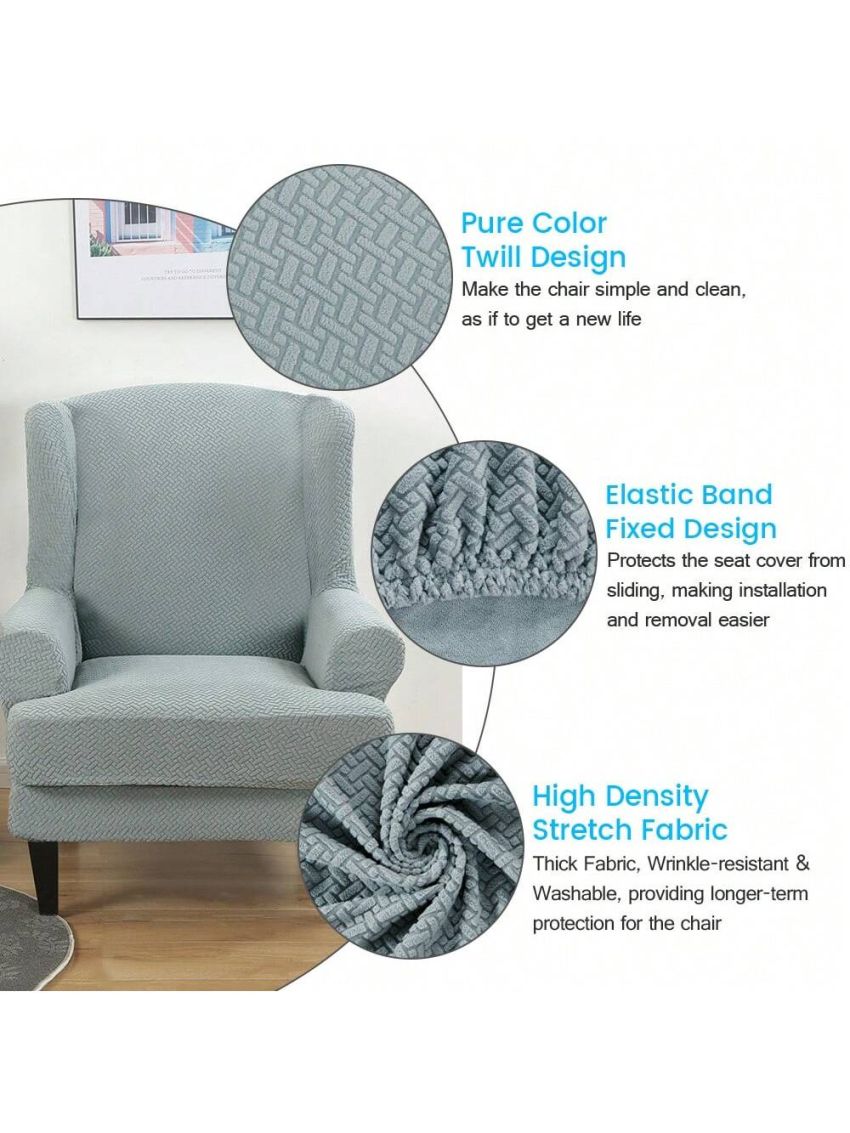Wingback Armchair Cover Stretch Slipcover Elastic Wing Chair Cvoer Protector 2 Pieces