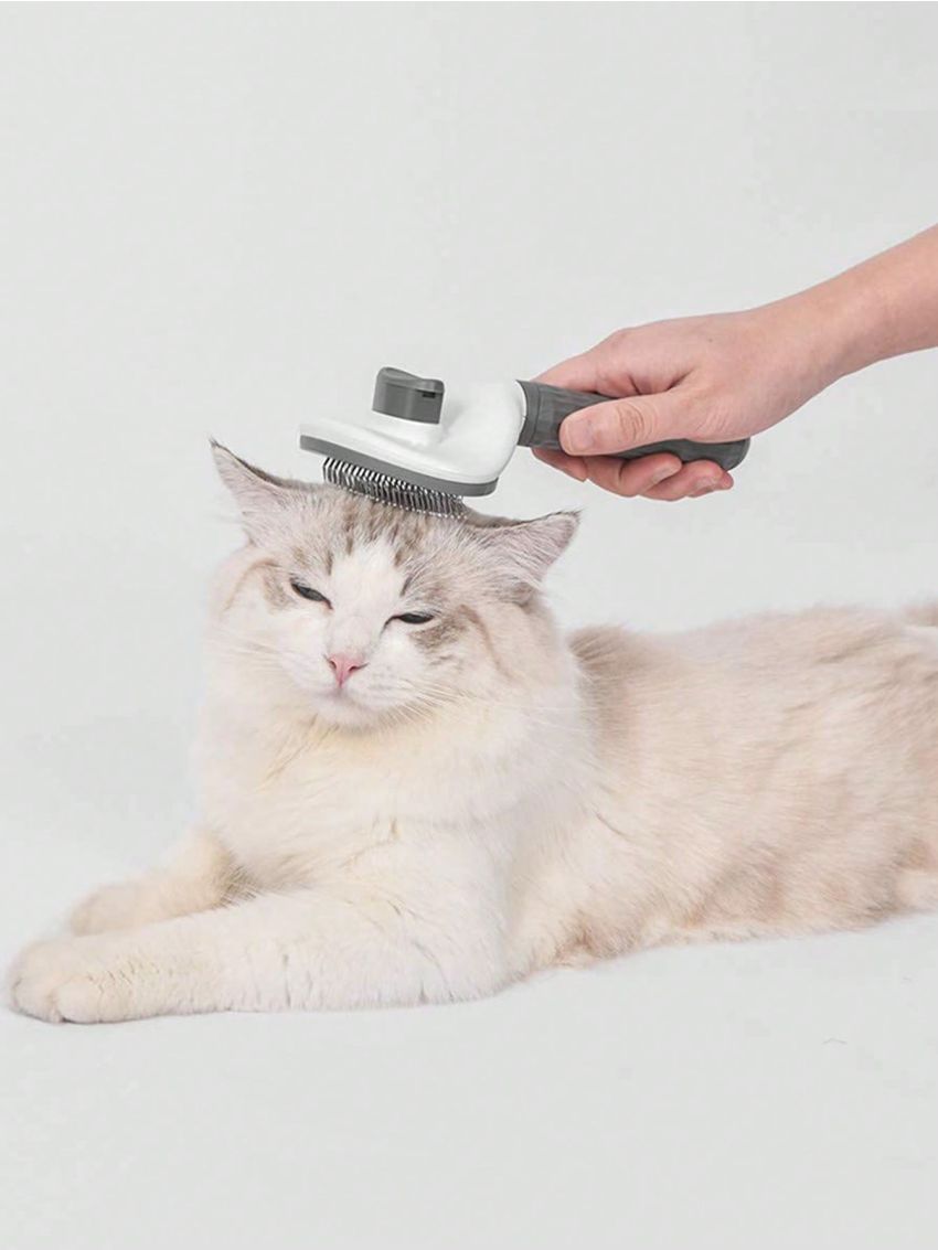 1pc Cat Comb Brush, Dog Deshedding Tool Shedding Hair Remover, Stainless Steel Rounded Tips, Safe For Skin